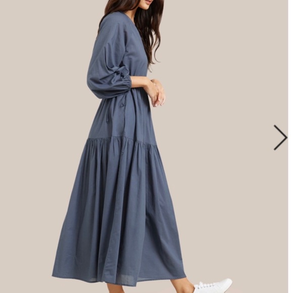 NWOT, Lyra Organic Cotton Tiered Maxi Dress in Blue, size XS - Picture 3 of 9